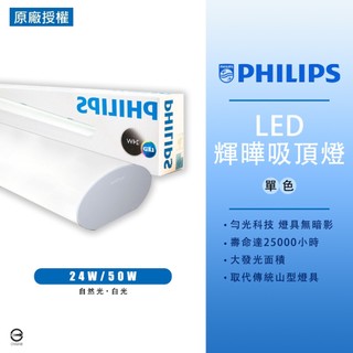 【飛利浦】 LED吸頂燈 輝曄 4尺 2尺 24W 50W 長型吸頂燈 31245 31246 陽台 走廊 賣場
