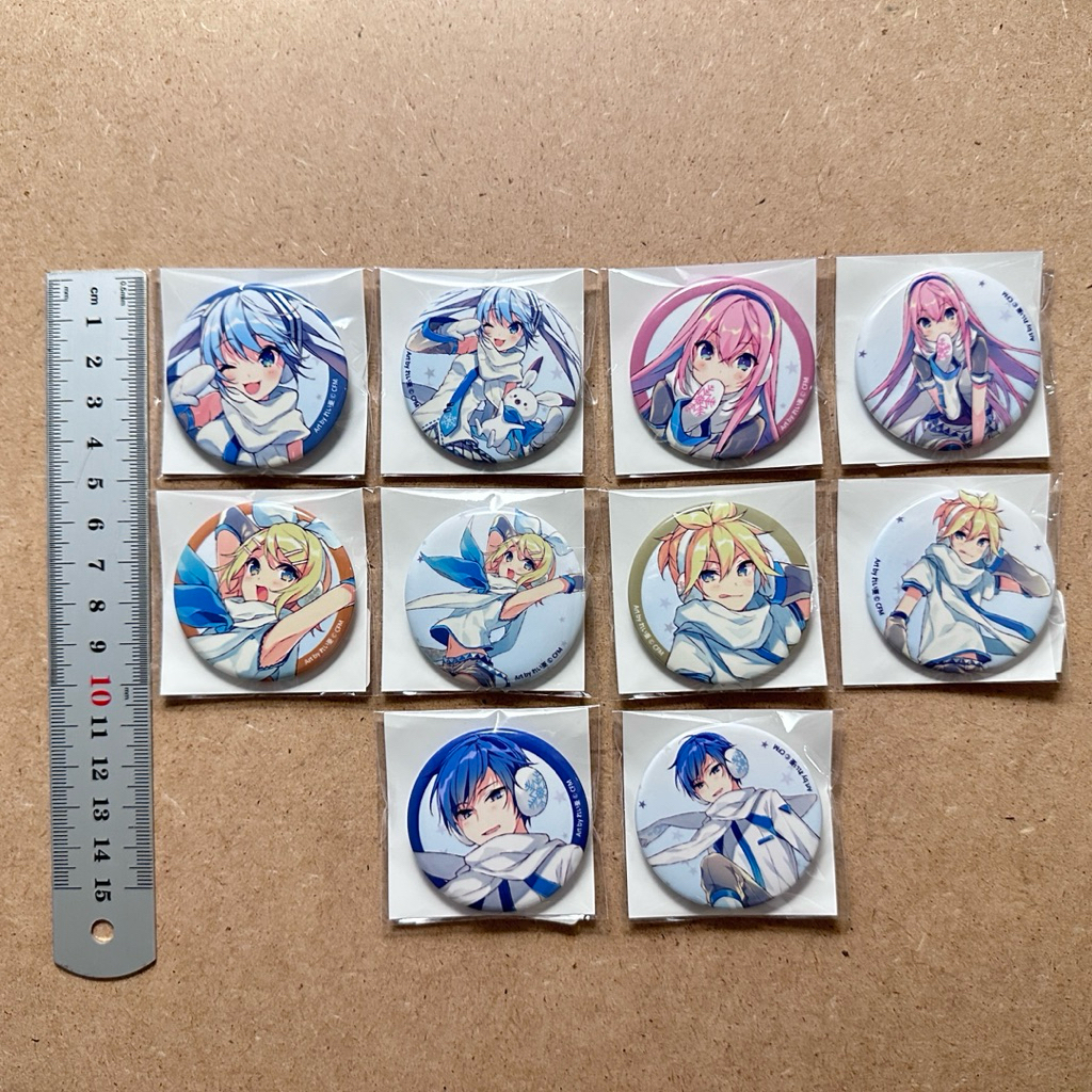 正版 Bilibili 初音未來 Snow Stars 雪初音 巡音 鏡音鈴 鏡音鈴 Kaito 44mm 徽章 胸章