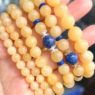 『晶鑽水晶』天然黃玉石手鍊 招財手鍊 +青金石 6~10mm 開發靈感 增進溝通與表達能力