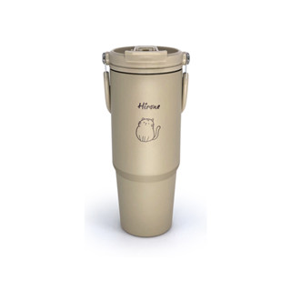 【日本Hirone】316不鏽鋼手提雙飲保溫杯900ml(奶茶色) DG1015D10004