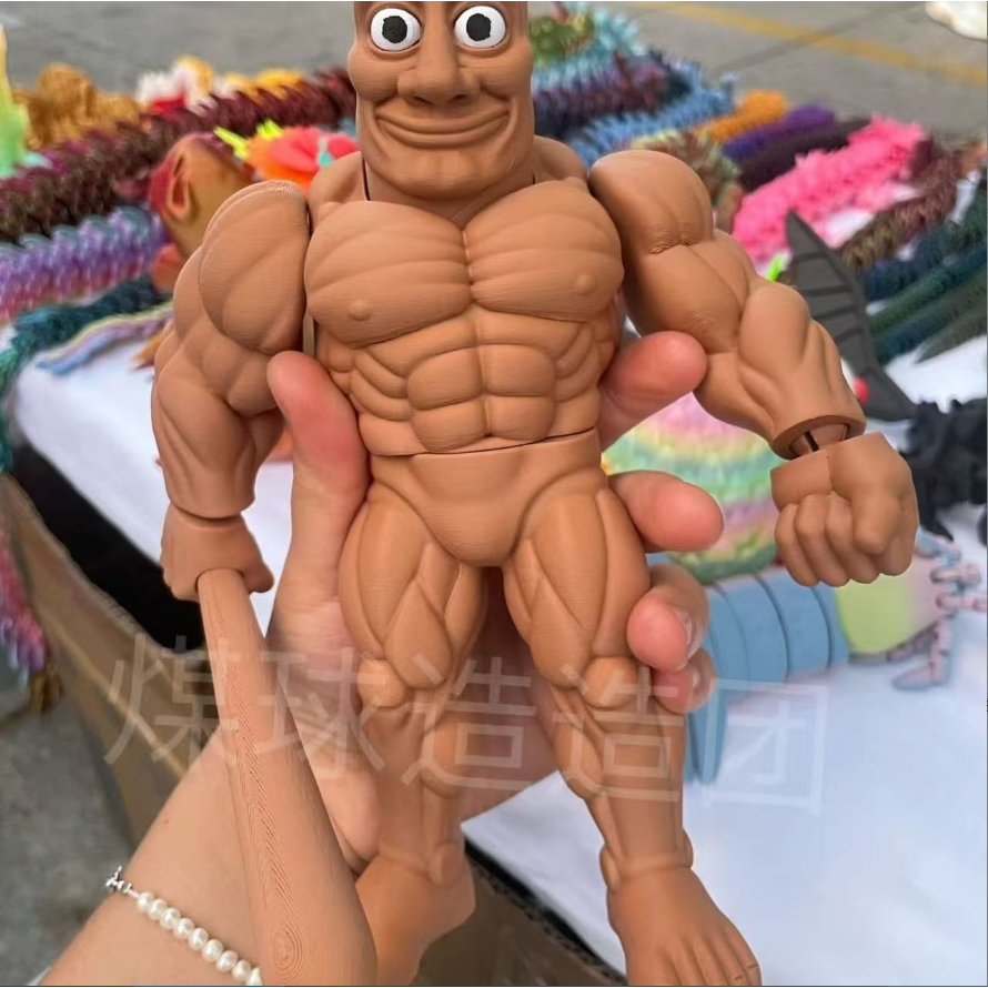 💖新品💖3d打印國外山海經肌肉版木棍人 新款仿真擺件 奇趣木頭人 辦公室擺件 肌肉木棍人 兒童生日禮物 交換禮物