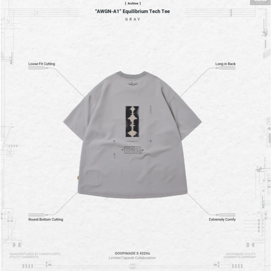 GOOPi 孤僻 AWGN-A1” Equilibrium Tech Tee Archive- Cream 432 香港