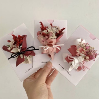 Flora Flower 紅粉色系內卡式乾燥花卡片〖送禮必備〗盒裝 精美禮物 生日 情人節 母親節 父親節 畢業 紀念日