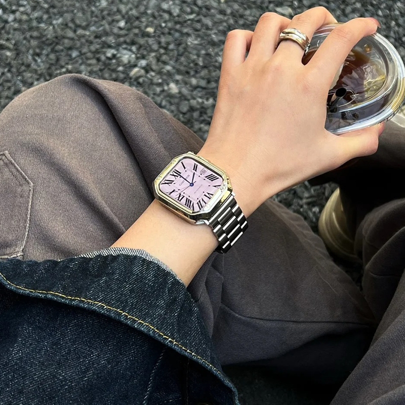 不鏽鋼金屬錶帶+鎧甲保護殼 適用於Apple Watch S11 10 9 SE3 44/45/49MM 42/46MM