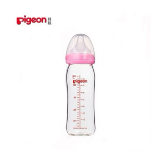Pigeon貝親 寬口母乳實感玻璃奶瓶240ml (粉色)