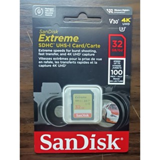 SanDisk 32GB SDHC Extreme UHS-I 100MB/s C10 U3 4K 記憶卡