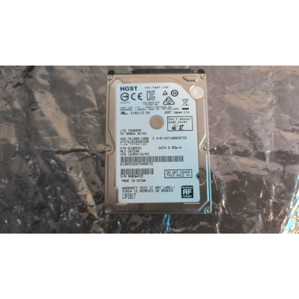 日立 2.5吋 HGST Travelstar 7K1000 1T 7200轉 採用PMR技術