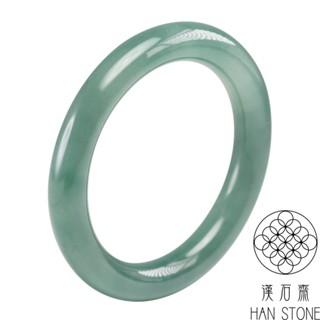 【漢石齋】天然翡翠A貨 圓條手鐲玉鐲 冰糯種藍水飄花(手圍17.9/版寬10.3mm)