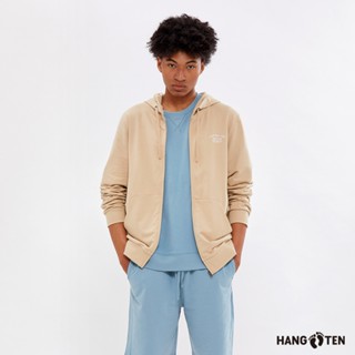 【Hang Ten】中性款-純棉毛圈布連帽外套(日曬棕)