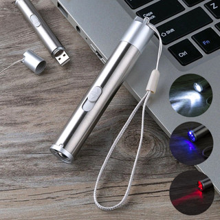 多功能手電筒 三合一手電筒 逗貓棒 手電筒 驗鈔燈 USB手電筒 強光 迷你手電筒【FF068】99750走走去旅行