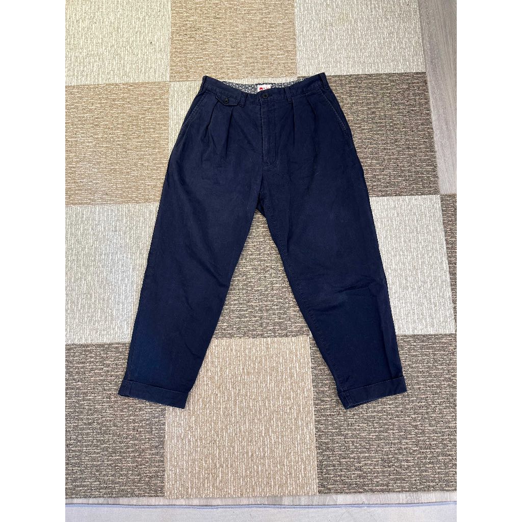 Beams Japan 雙打摺工作褲 深藍（Ｍ）