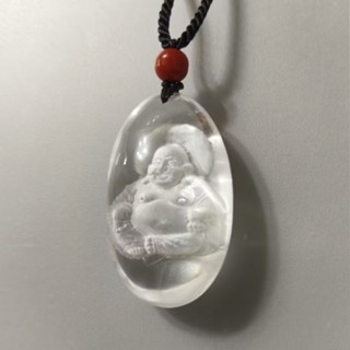 玉貴人…天然閃耀彌勒佛白水晶項鍊，特價