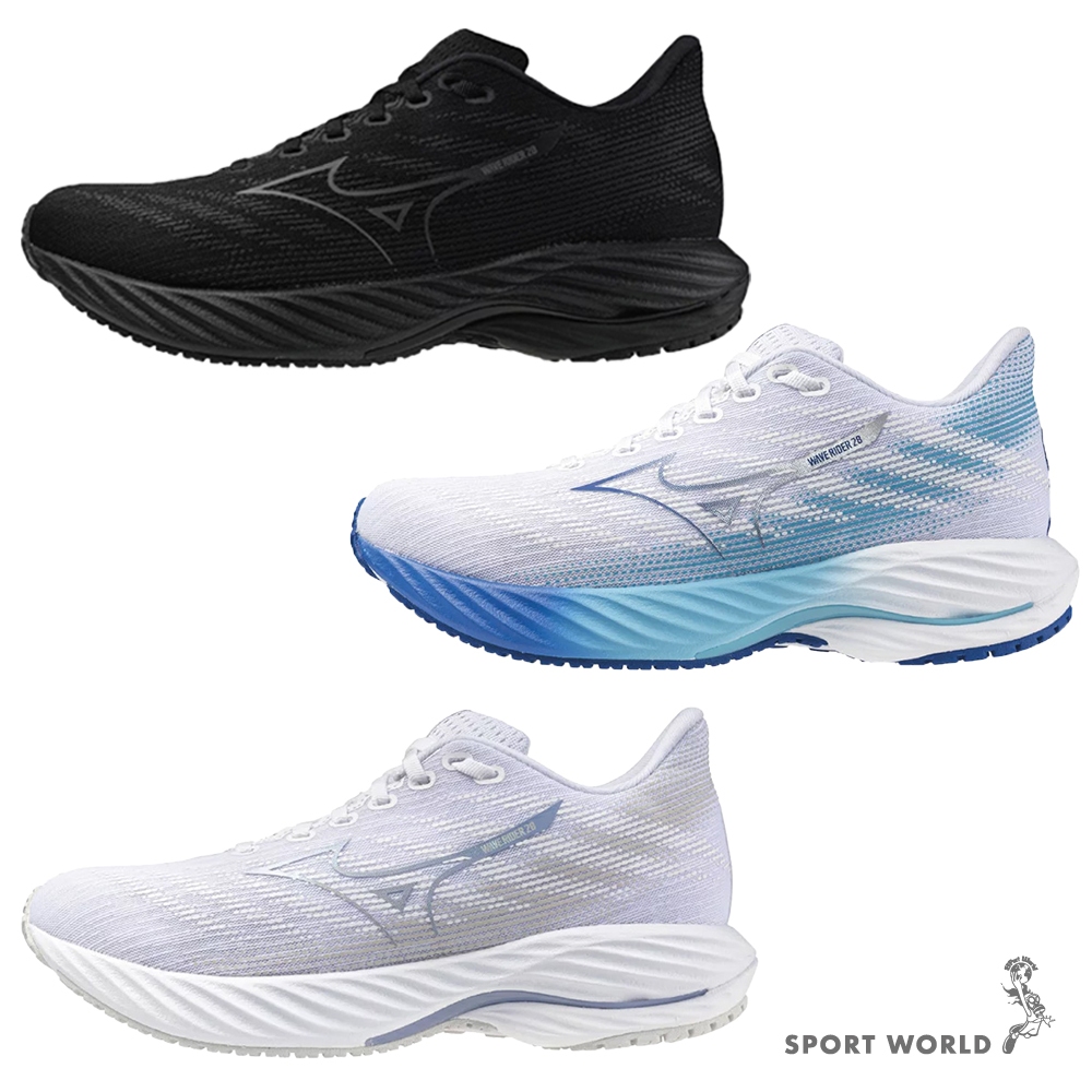 Mizuno 慢跑鞋 女鞋 WAVE RIDER 28 4E超寬楦【運動世界】J1GD240603/21/23