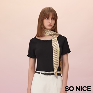SO NICE 2way一字領荷葉邊短版針織上衣｜黑/淺粉｜都會時尚女裝 【58530038】