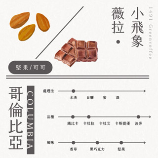 哥倫比亞 薇拉 小飛象 水洗 生豆500克 精品咖啡 莊園咖啡 零售批發 配合店家 灰焉生豆