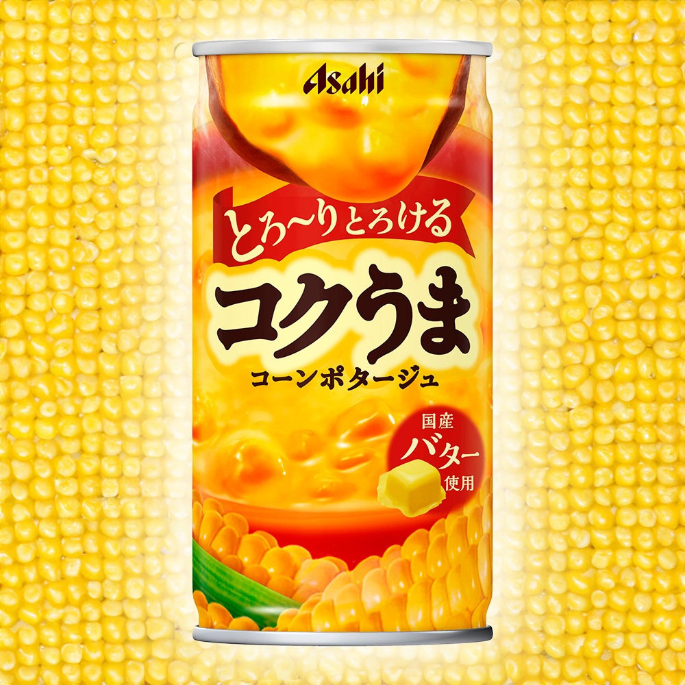 【Asahi朝日啤酒】日本原裝進口 濃郁奶油玉米巧達濃湯 販賣機熱賣飲料 易開罐頭 鐵鋁罐裝 露營方便即食 下午茶點心