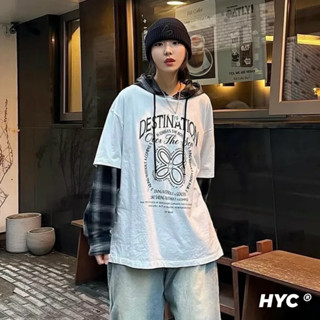 [HYC] 韓國 DESTINA TION 美式設計 變形蟲 四葉草 標語 落肩 寬鬆短T 短袖 上衣 Y2K