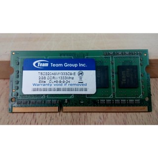 二手 Team 2GB DDR3-1333 筆電用記憶體 雙面顆粒