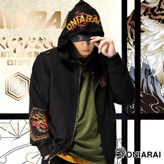 BLUE WAY 鬼洗 ONIARAI - 男款 和藝術聖獸龍劍針織連帽外套