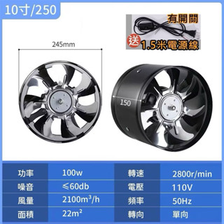 👍💕110V電壓 排風扇 油煙機 高速靜音 強力靜音 抽風機 排風扇 換氣扇 排風機 圓形管道風機 換氣扇