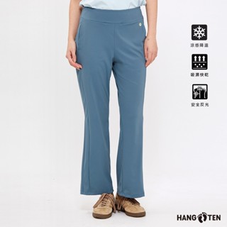 【Hang Ten】女裝-恆溫多功能-WIDE FIT 涼感3M吸濕快乾寬版長褲(松石綠)