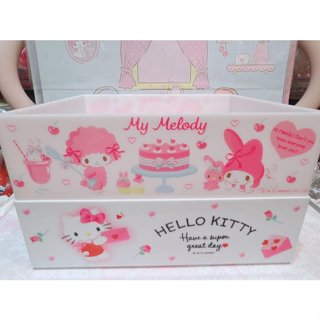 ♥小玫瑰日本精品♥ 現貨 Hello Kitty 美樂蒂 可疊式收納盒 桌面置物盒 ~8