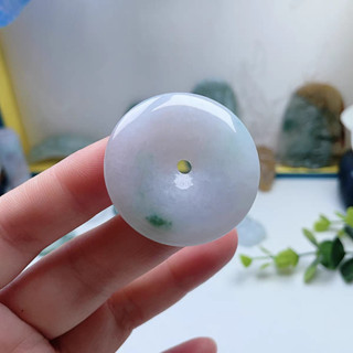 天然緬甸A貨翡翠飄陽綠大平安扣天然老坑平安扣一生平安保平安