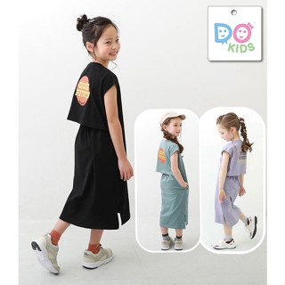 DO Kids童裝 臺灣現貨-日系拼接全棉假兩件長裙 女童裝 夏季新品 兒童 中小童 大童 短袖 洋裝 連身裙 親子裝