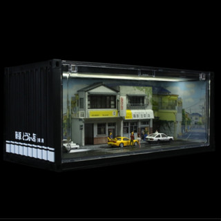 MoreArt 1:64 頭文字D 藤原豆腐店立體場景 燈光貨櫃收納展示箱 模型車防塵盒 AE86 RX7 拓海 啟介