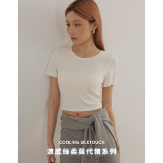 AIR SPACE LADY 涼感絲柔莫代爾圓領上衣(白/藍/灰) 女裝 現貨