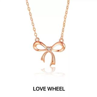 LOVE WHEEL【附禮盒】 韓系簡約S925純銀簡簡單單鏤空 蝴蝶結項鍊 純銀項鍊 時尚 小眾氣質頸鍊鎖骨鏈