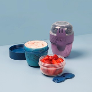 【紐西蘭SISTEMA】TOGO 隨行保鮮盒圓形分層(附湯匙)530ml-共2色《泡泡生活》可冷藏 可洗碗機 麥片杯