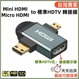 🚚隔日到貨🔜 Micro Mini HDMI to HDMI HDTV 2K 二合一 影音轉接頭 相機 手機 1080p