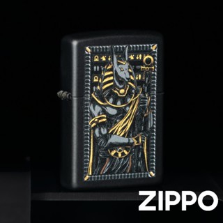 ZIPPO 埃及神話設計防風打火機 黑啞漆機 彩色噴印 阿努比斯 墓地守護神 亡靈引導者 靈魂審判 終身保修 46245