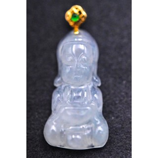 可愛至極，整個人都被萌化了#天然緬甸A貨翡翠 #冰種白翡翠 #白冰 寶寶佛，#G18k金(#Au750材質)鑲崁墜頭