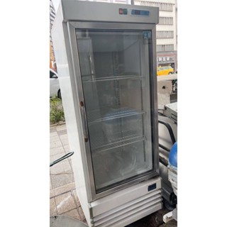 二手中古400公升直立式透明玻璃冷藏冰箱，110V，保固3個月