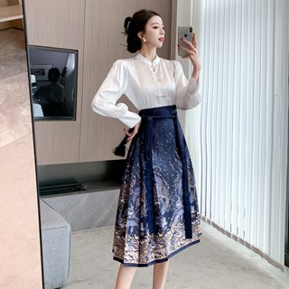 【40kg-80kg】新中式漢服短馬面裙國風半身裙夏大尺碼女裝