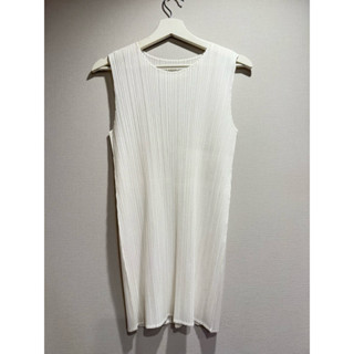 三宅一生 issey miyake PLEATS PLEASE 白色背心長版上衣