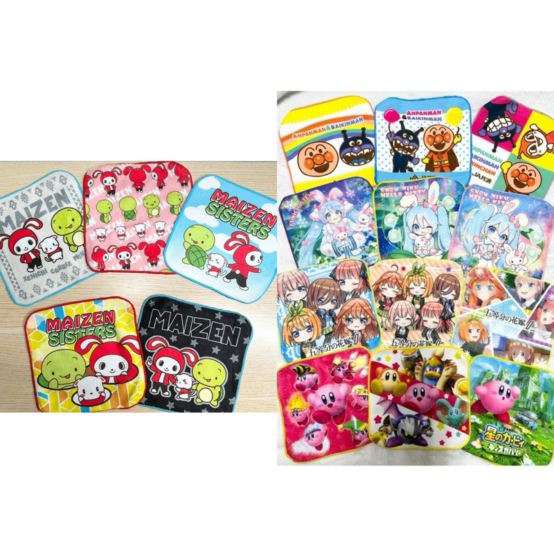 日單《Maizen Sisters/麵包超人/雪未來/初音/兔子/星之卡比》16*16公分  植絨 方巾 手帕 超細纖維