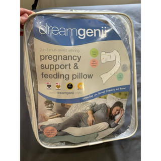 【二手】Dreamgenii 英國 夢妮 多功能孕婦枕 （枕芯+枕套） 側睡枕 哺乳枕 -灰色蒲公英