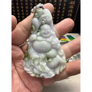 天然翡翠A貨—乘龍如意歡喜財神彌勒佛 商品編號032708