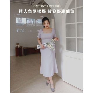 AIR SPACE PLUS 純欲曲線BRA西裝短袖長洋裝(黑/灰) 女裝 現貨 大尺碼 中大尺碼 棉花糖女孩