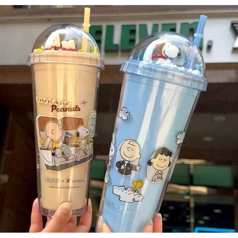 史努比×星宇航空聯名公仔吸管冷飲杯
