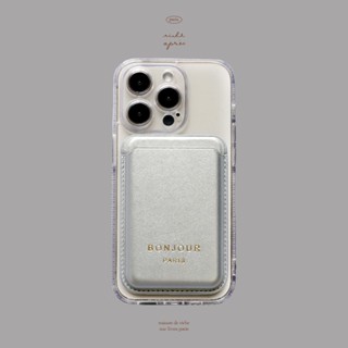RICHE 品牌直營iPhone16.14.13.12 Magsafe 星辰銀色手機磁吸卡夾透明手機殼