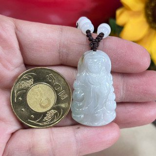 （附證書）臺灣現貨 天然翡翠A貨，觀世音菩薩、冰糯種 坐蓮觀音，觀音菩薩，緬甸玉觀音玉墜