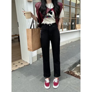XENIA • 無印風純黑直筒煙管牛仔褲 • 2222352 牛仔褲 長褲 直筒褲 煙管褲 牛仔長褲 丹寧褲 九