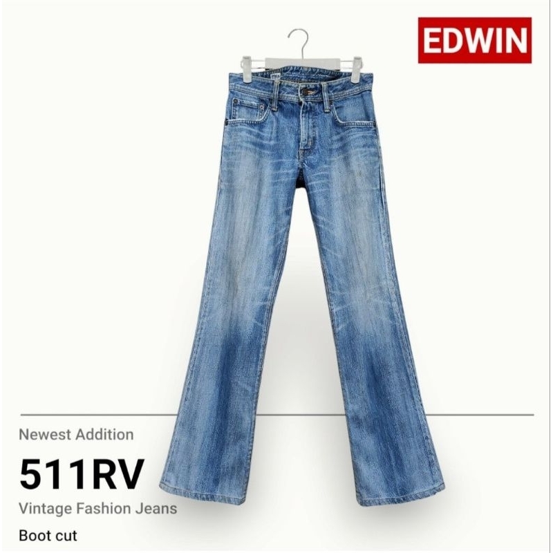 EDWIN 復古時尚修長 511RV 靴型褲 BOOTCUT 微喇牛仔褲  L / EDWIN 喇叭褲 / 二手割愛款