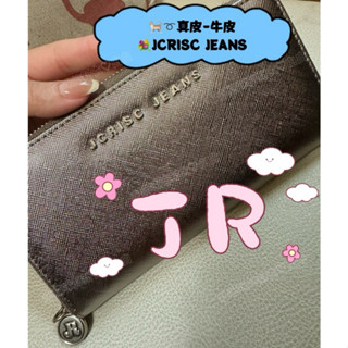 🐈➰全新當二手賣JR-防刮十字紋牛皮ㄇ字型拉鍊長夾/銀色😍這顆好美啊💐JCRISC JEANS品牌