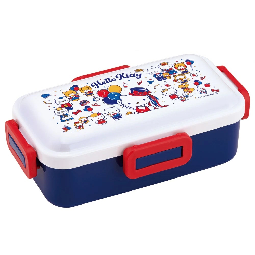 SKATER 三麗鷗 可微波方型四扣便當盒 530ml Hello Kitty 50周年 S68182