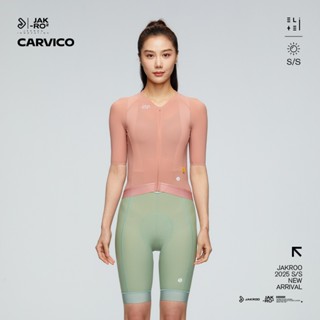 「義大利carvico頂級材質」JAKROO/捷酷～*ELITE*女短袖車衣「短版」～整*無領子設計* 果凍裸感